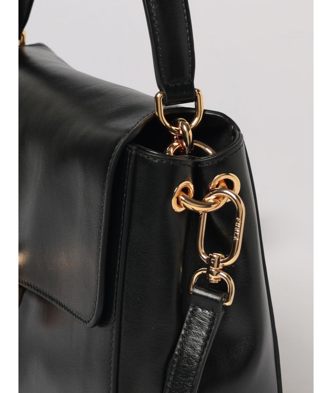 FURLA Черная кожаная сумка с короткими ручками, фото 3