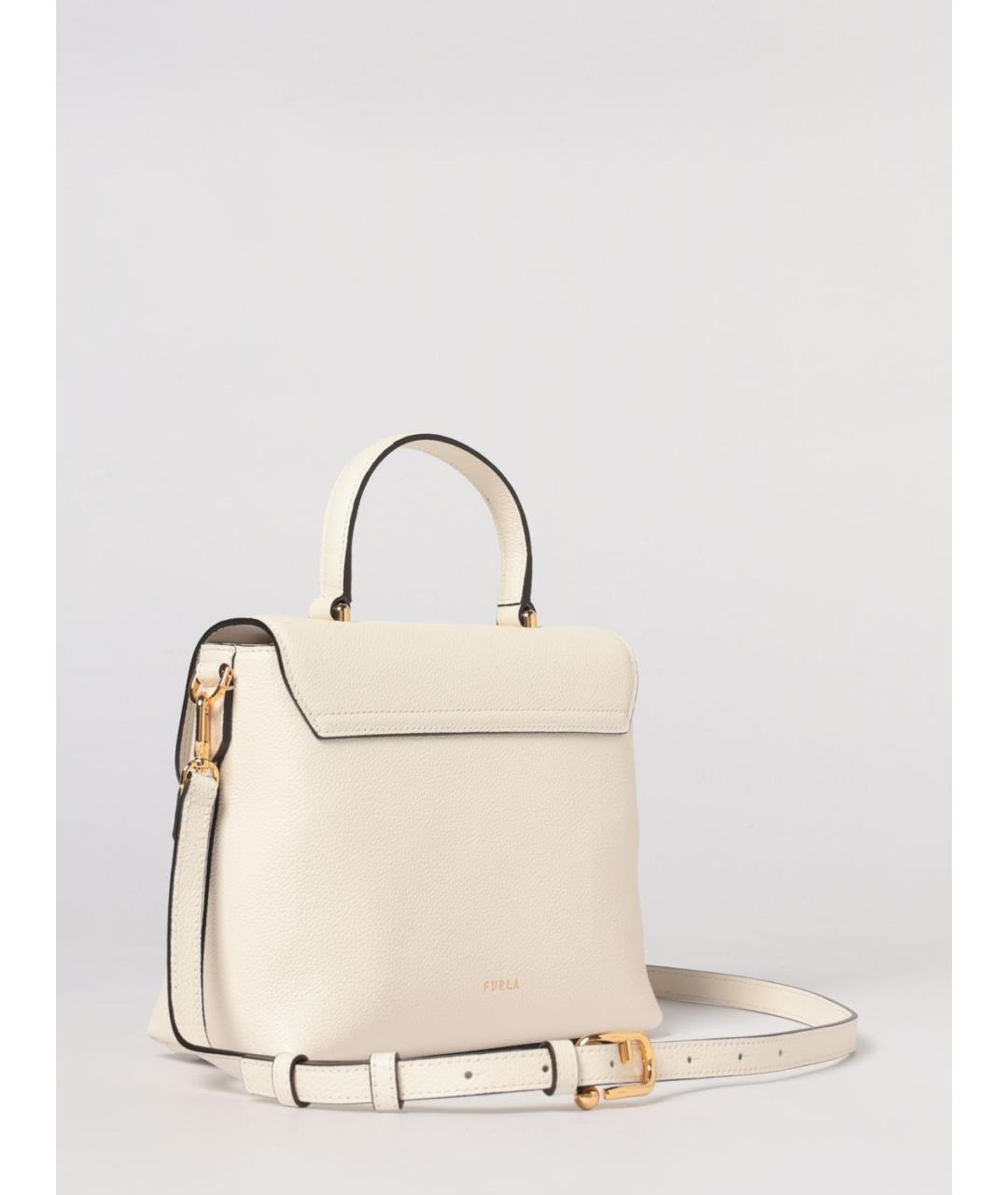 FURLA Бежевая кожаная сумка с короткими ручками, фото 2