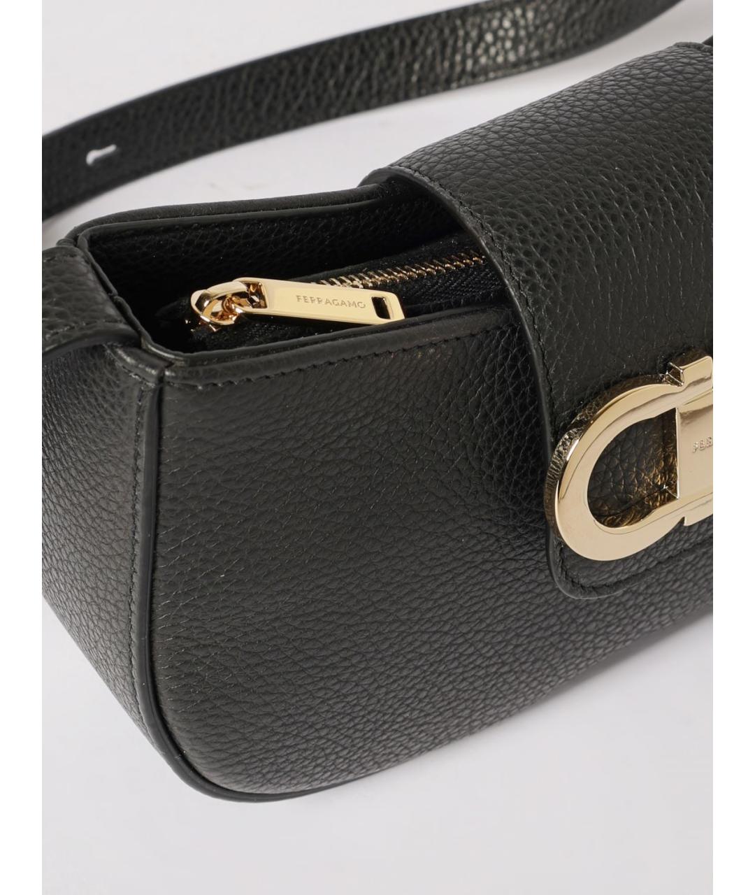 FERRAGAMO Черная кожаная сумка через плечо, фото 4