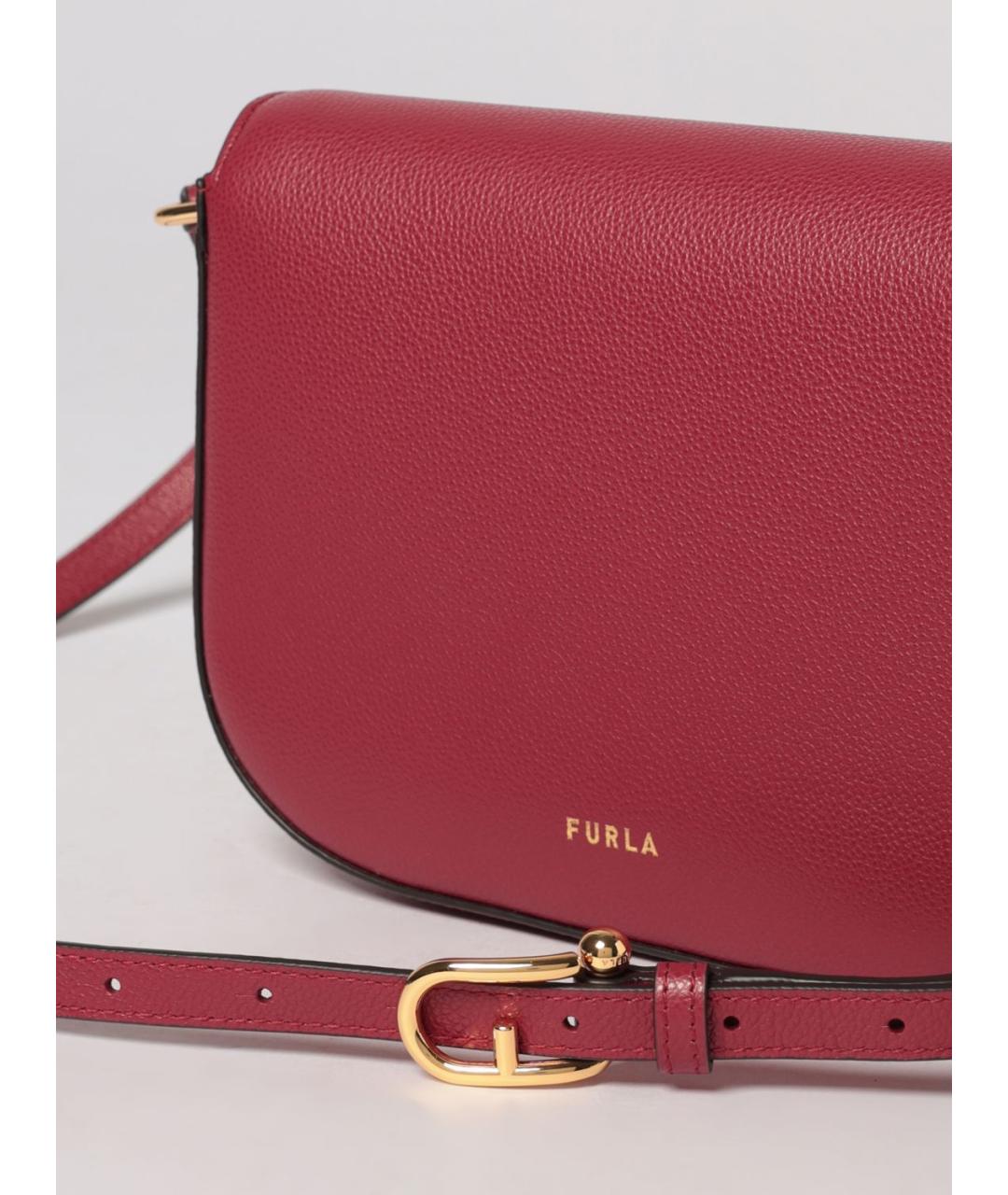 FURLA Бордовая кожаная сумка через плечо, фото 3