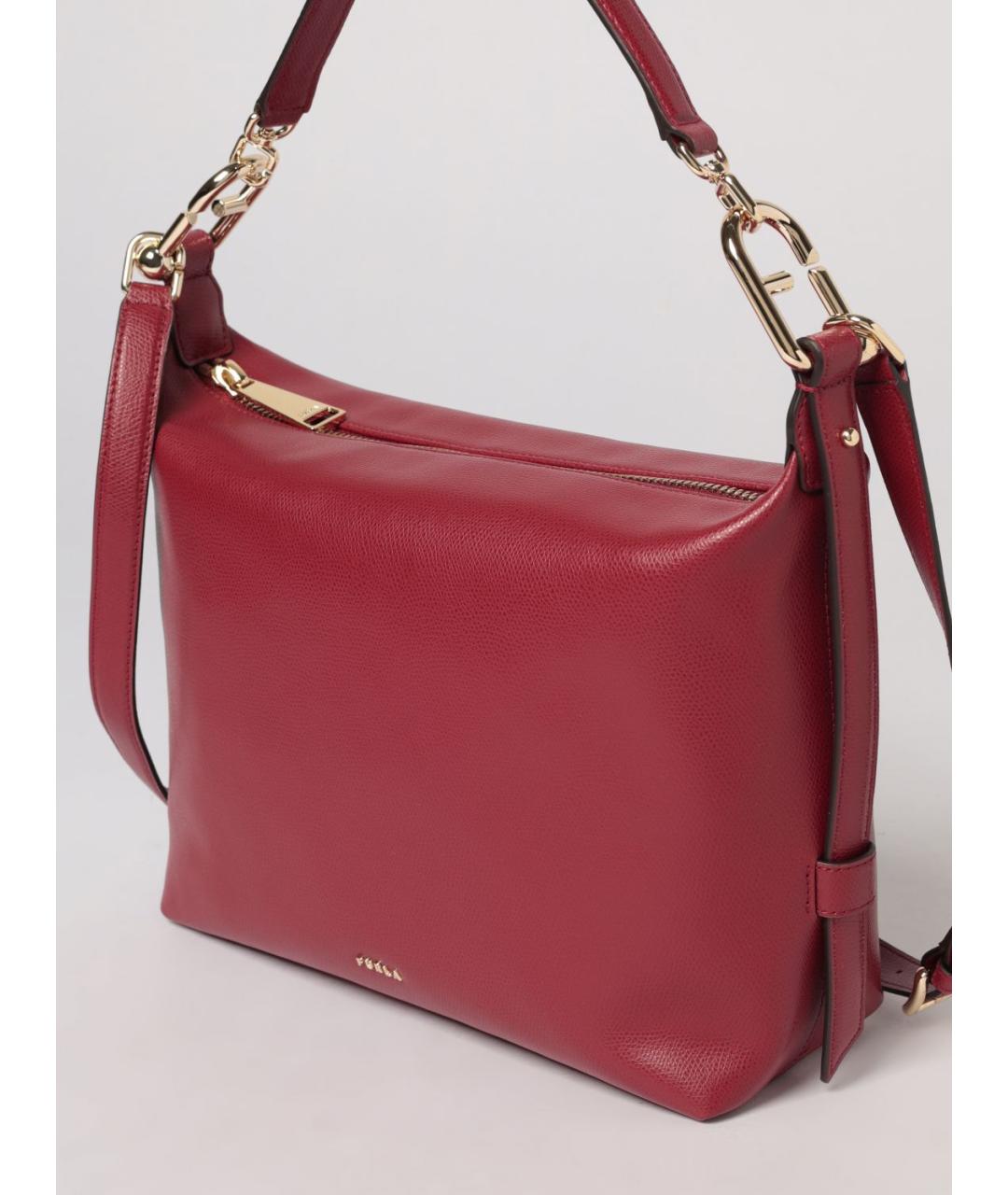 FURLA Бордовая кожаная сумка через плечо, фото 3
