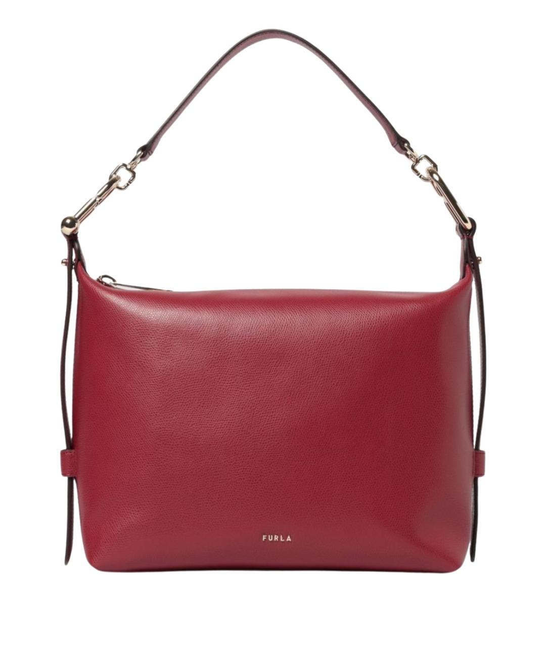 FURLA Бордовая кожаная сумка через плечо, фото 1
