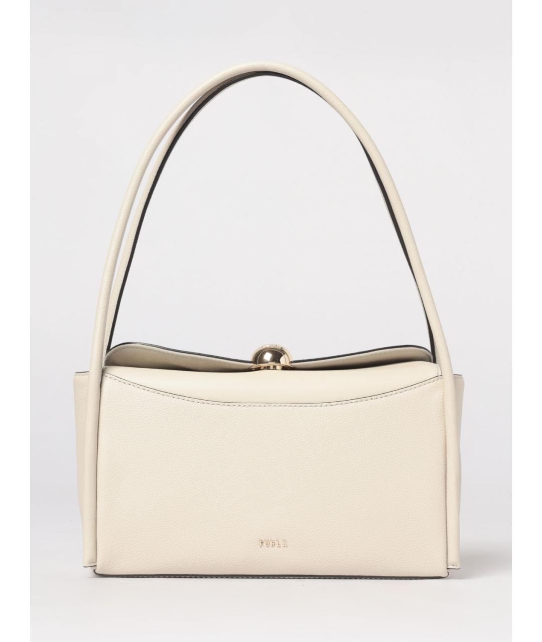 FURLA Бежевая кожаная сумка через плечо, фото 4