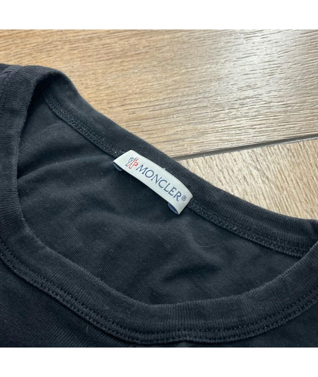 MONCLER Черная хлопковая футболка, фото 3