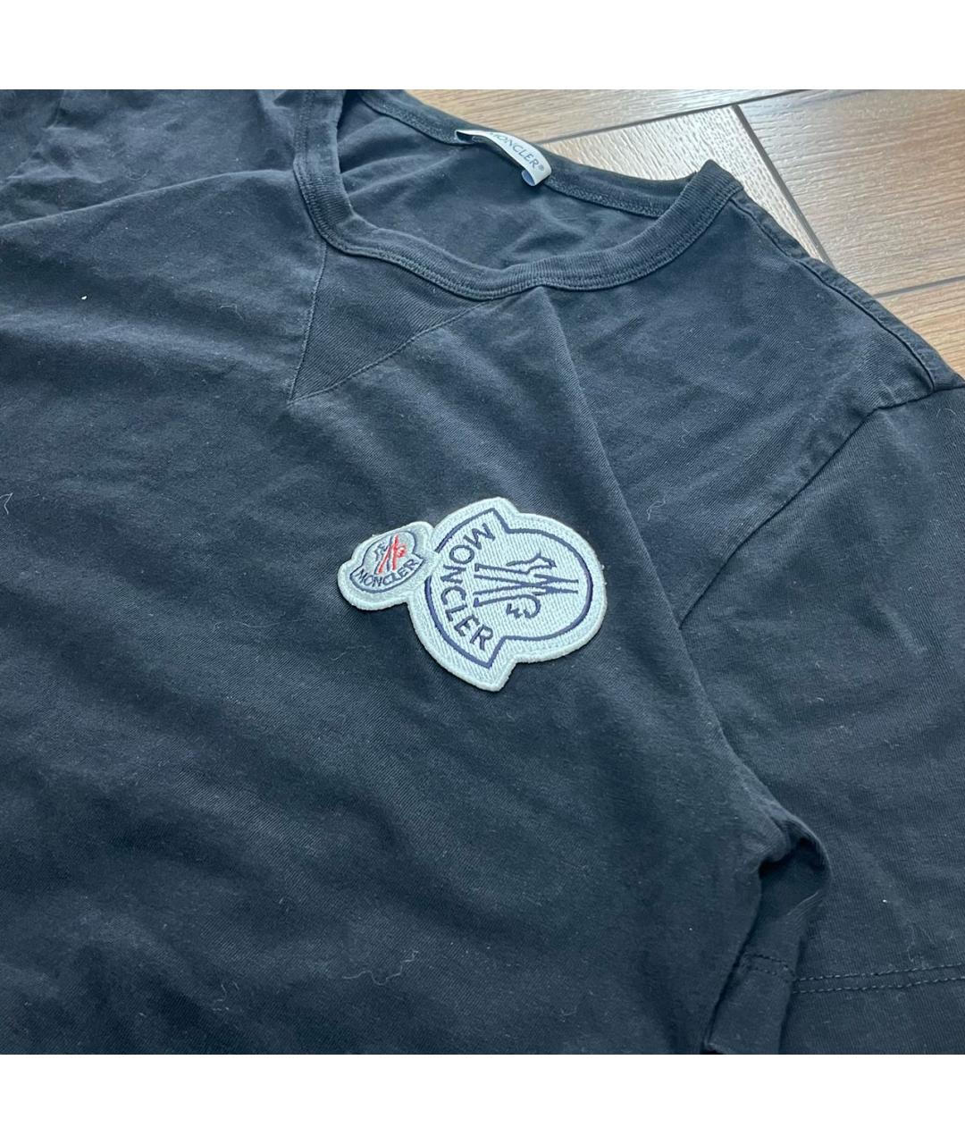 MONCLER Черная хлопковая футболка, фото 2