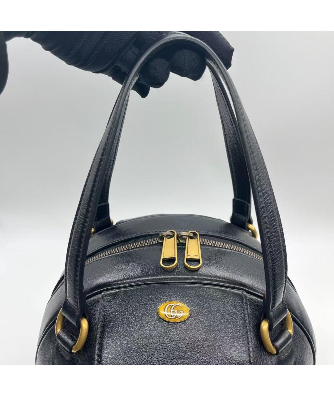 GUCCI Черная кожаная сумка с короткими ручками, фото 5