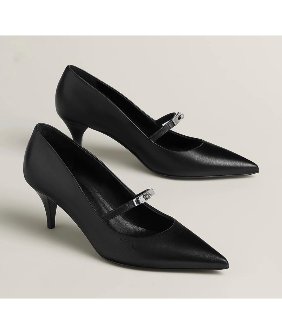 HERMES Черные кожаные туфли, фото 2