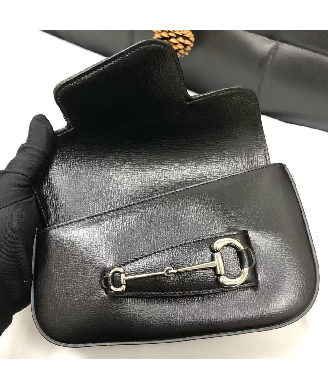 GUCCI Черная кожаная сумка через плечо, фото 6