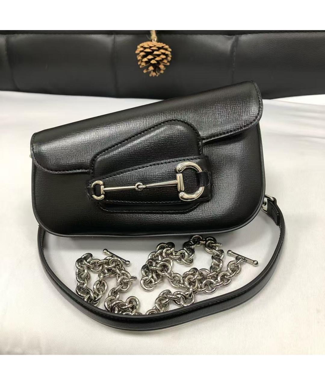 GUCCI Черная кожаная сумка через плечо, фото 2