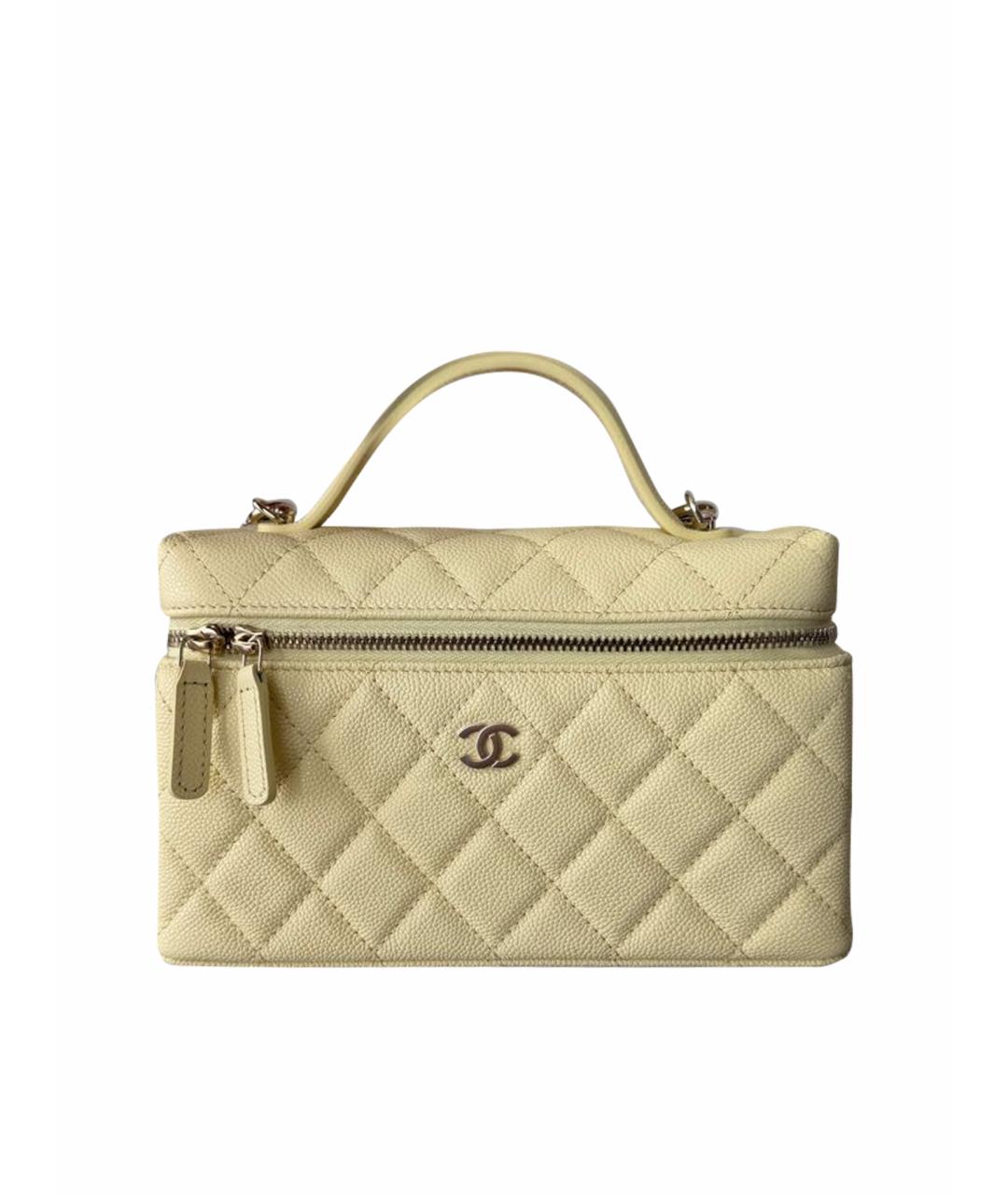 CHANEL Желтая кожаная сумка с короткими ручками, фото 1