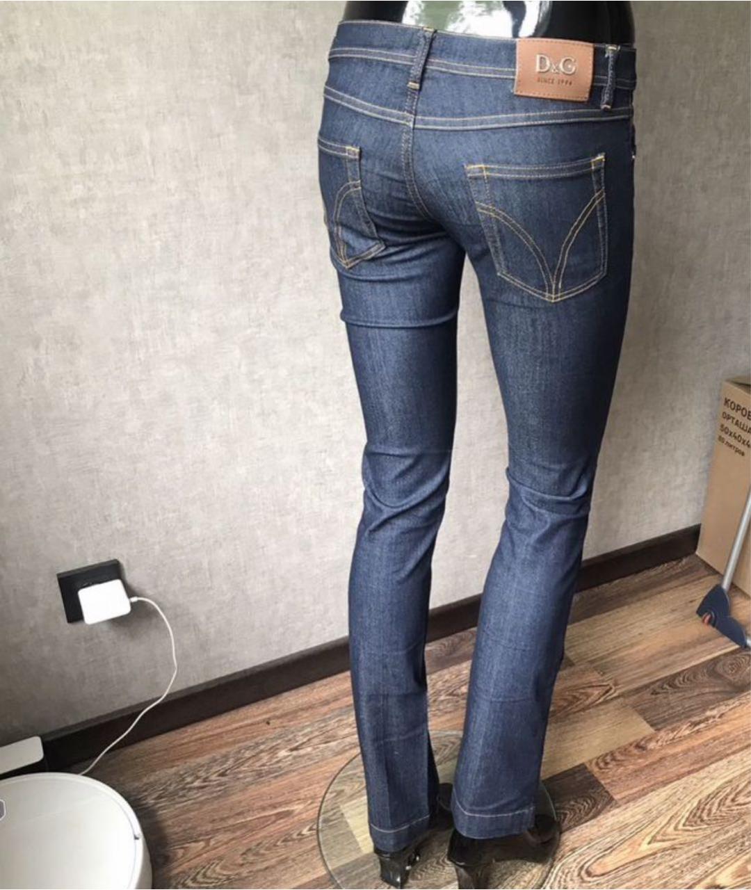 DOLCE&GABBANA Темно-синие хлопко-эластановые классические брюки, фото 6