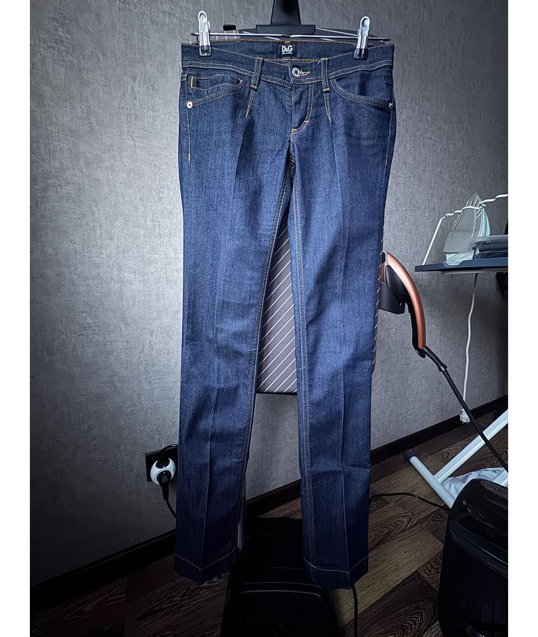 DOLCE&GABBANA Темно-синие хлопко-эластановые классические брюки, фото 9