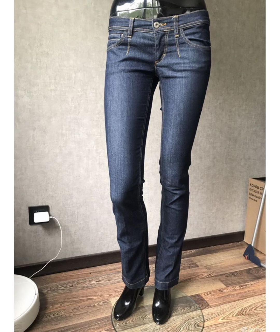 DOLCE&GABBANA Темно-синие хлопко-эластановые классические брюки, фото 5