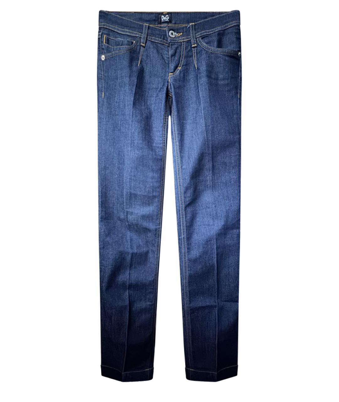 DOLCE&GABBANA Темно-синие хлопко-эластановые классические брюки, фото 1