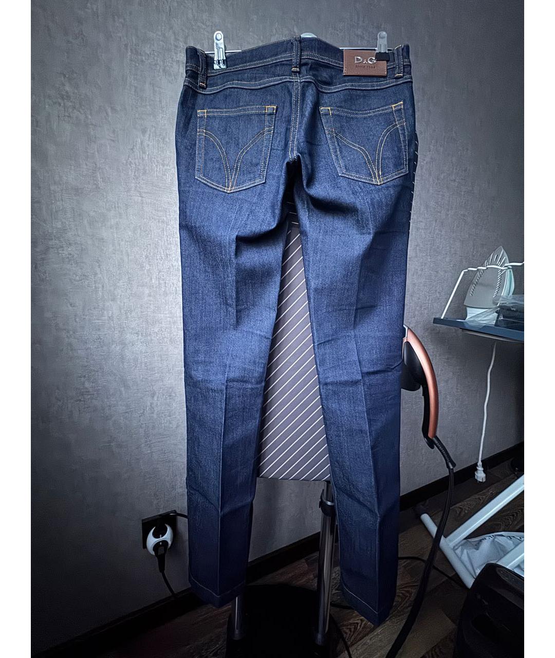 DOLCE&GABBANA Темно-синие хлопко-эластановые классические брюки, фото 2