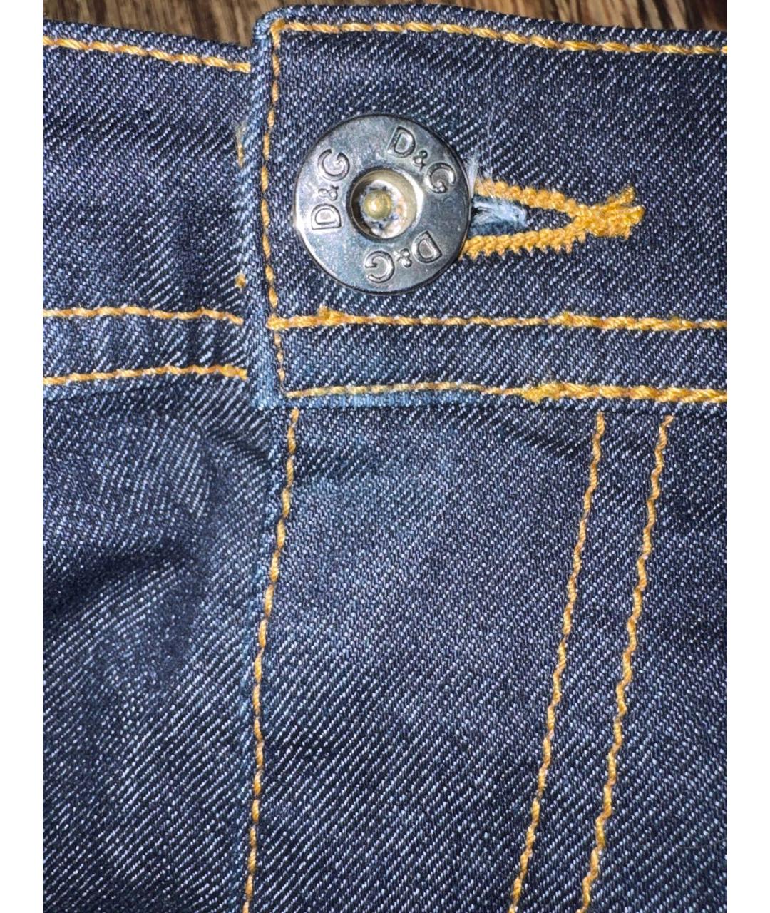 DOLCE&GABBANA Темно-синие хлопко-эластановые классические брюки, фото 4