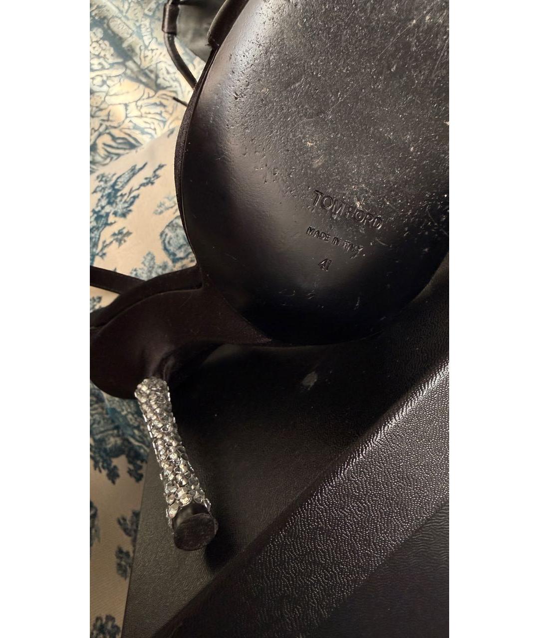 TOM FORD Черные текстильные босоножки, фото 4
