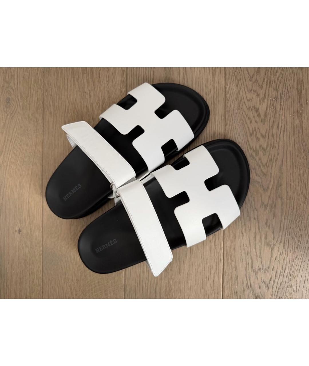 HERMES Белые кожаные сандалии, фото 4