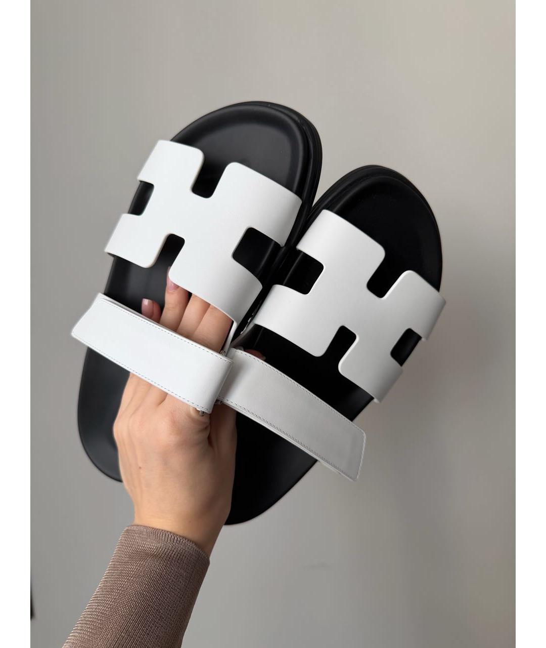 HERMES Белые кожаные сандалии, фото 3