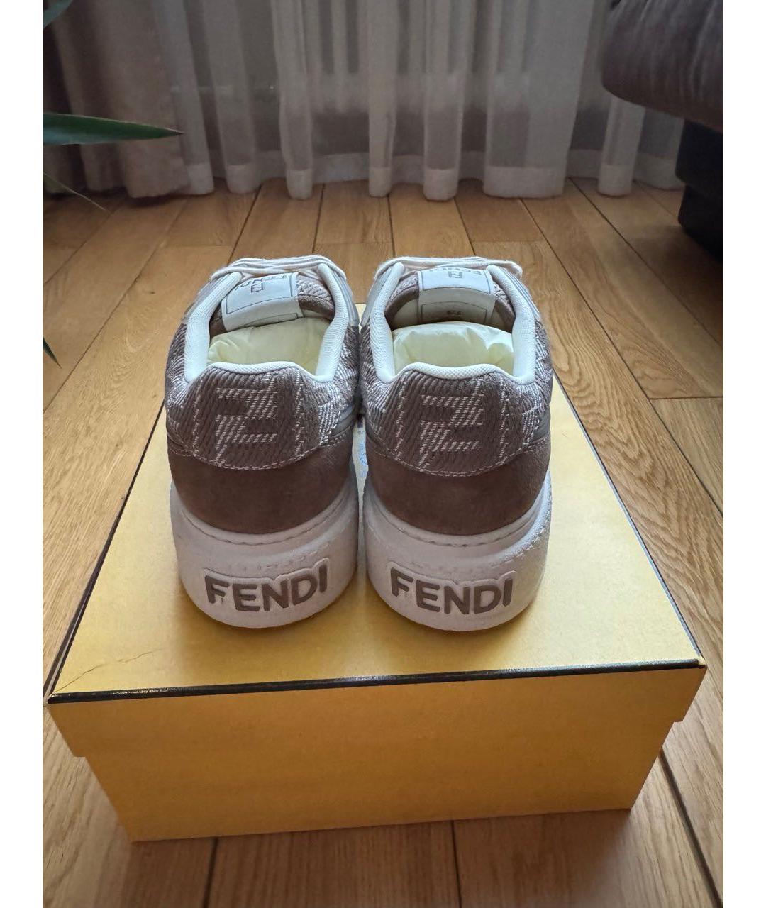 FENDI Бежевые кроссовки, фото 4