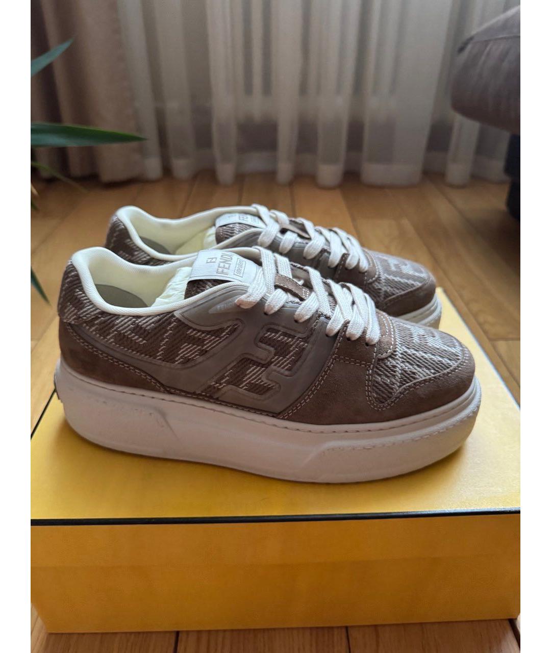 FENDI Бежевые кроссовки, фото 5