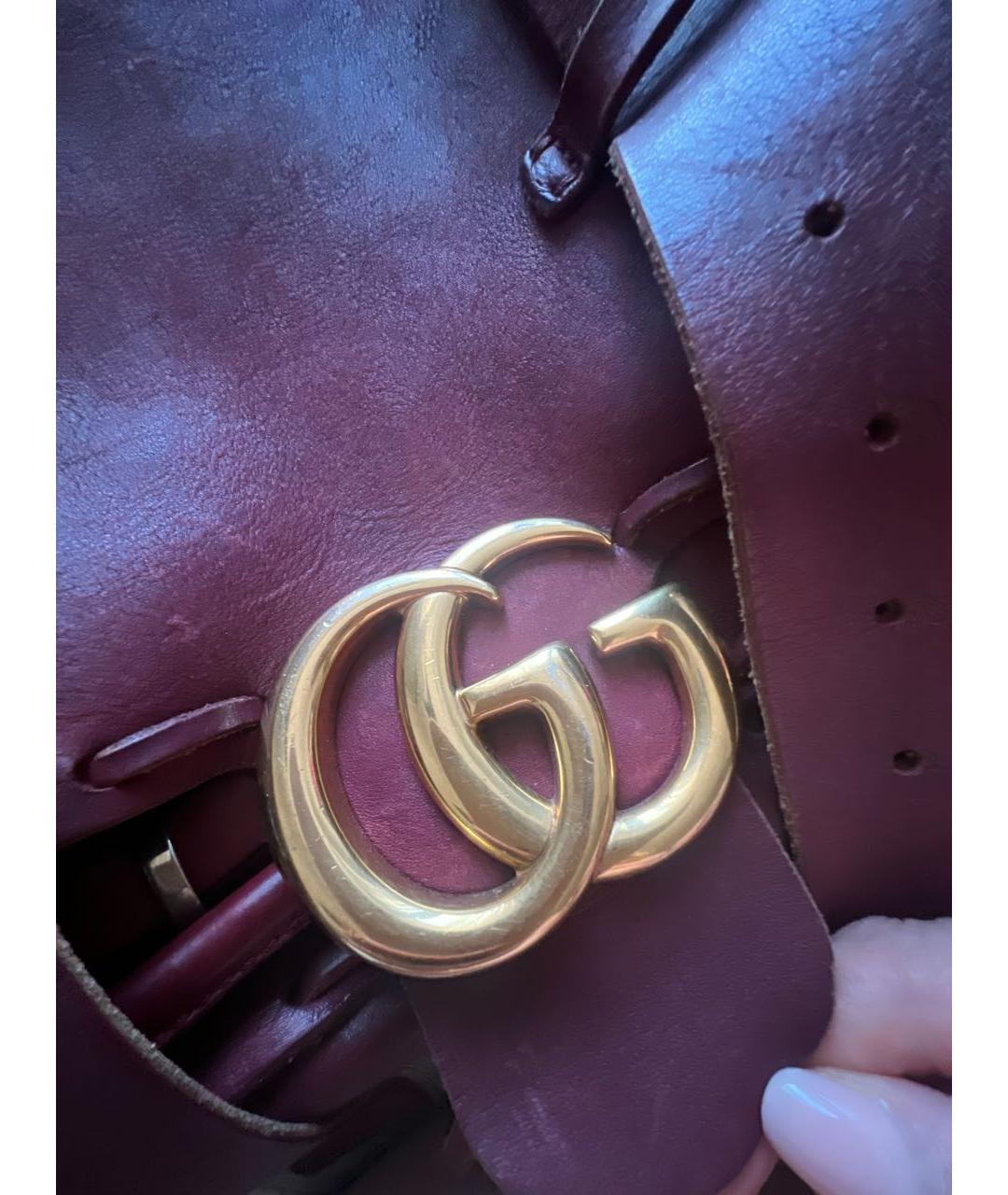 GUCCI Бордовая кожаная сумка через плечо, фото 9
