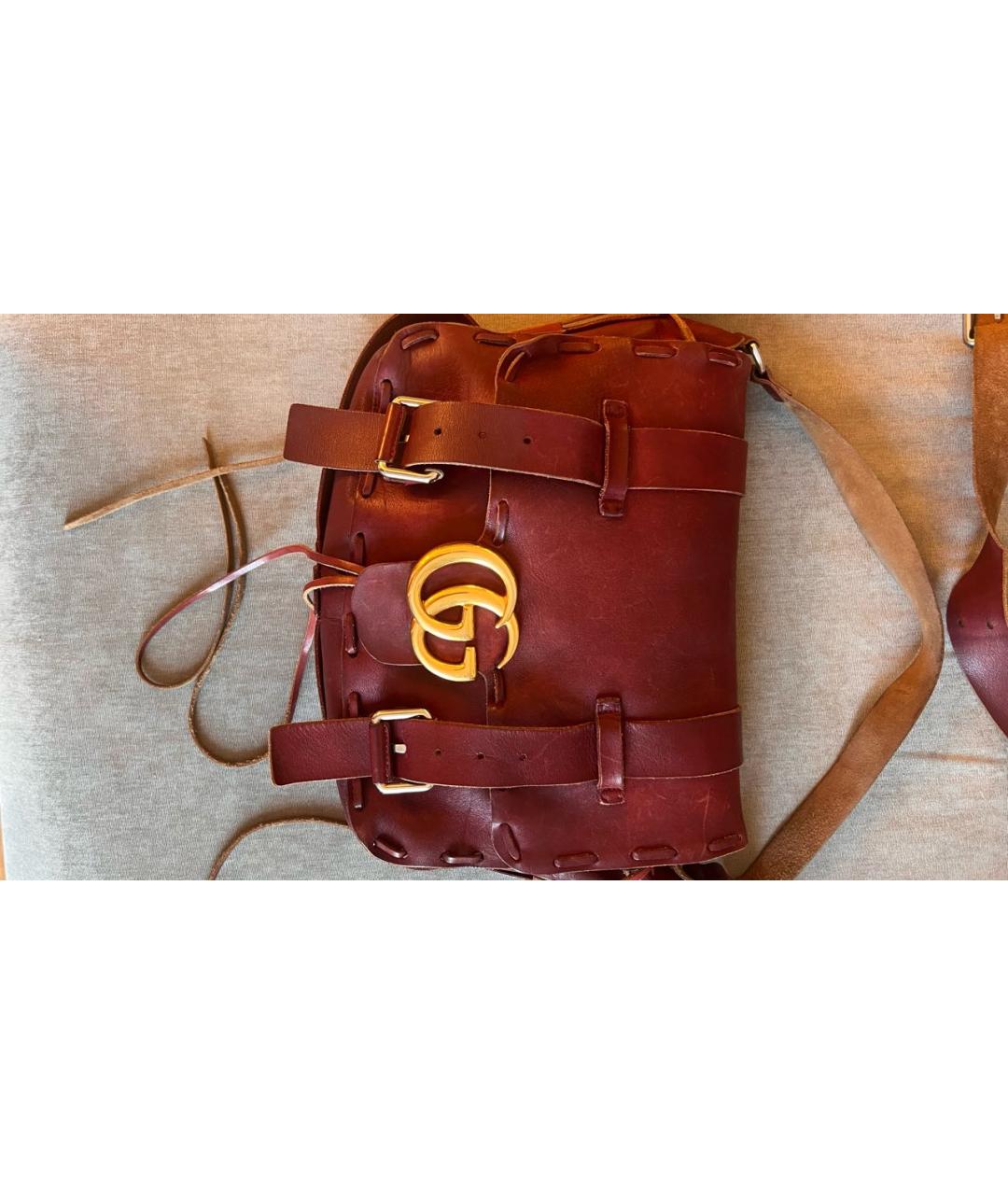 GUCCI Бордовая кожаная сумка через плечо, фото 3