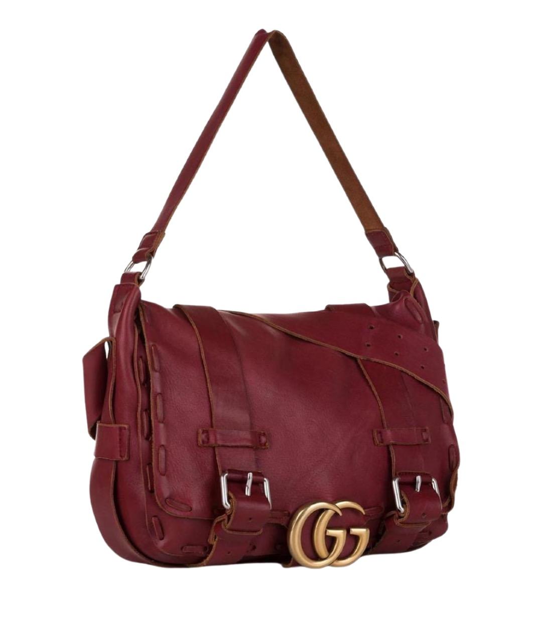GUCCI Бордовая кожаная сумка через плечо, фото 2