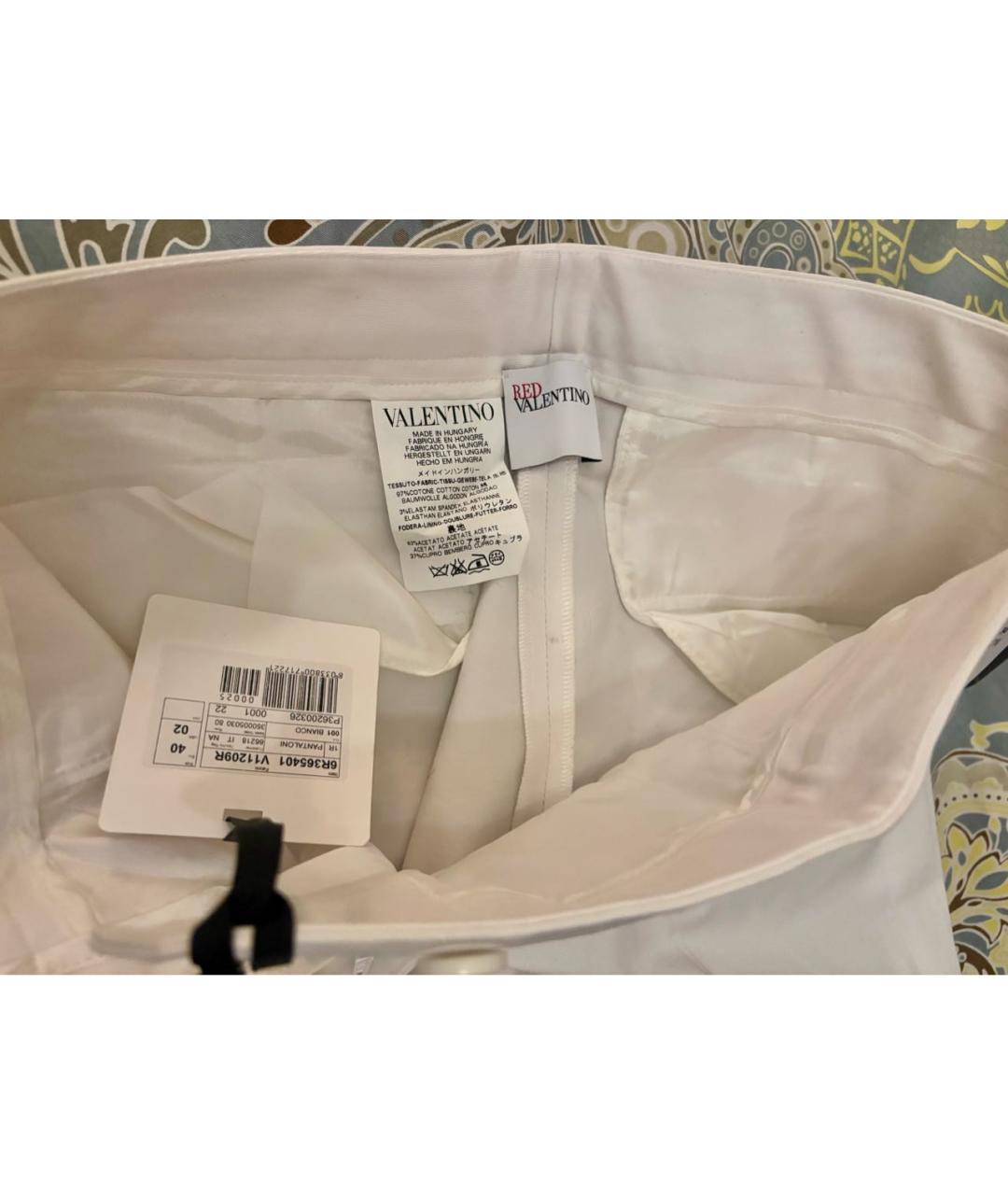 RED VALENTINO Белые хлопковые прямые брюки, фото 3