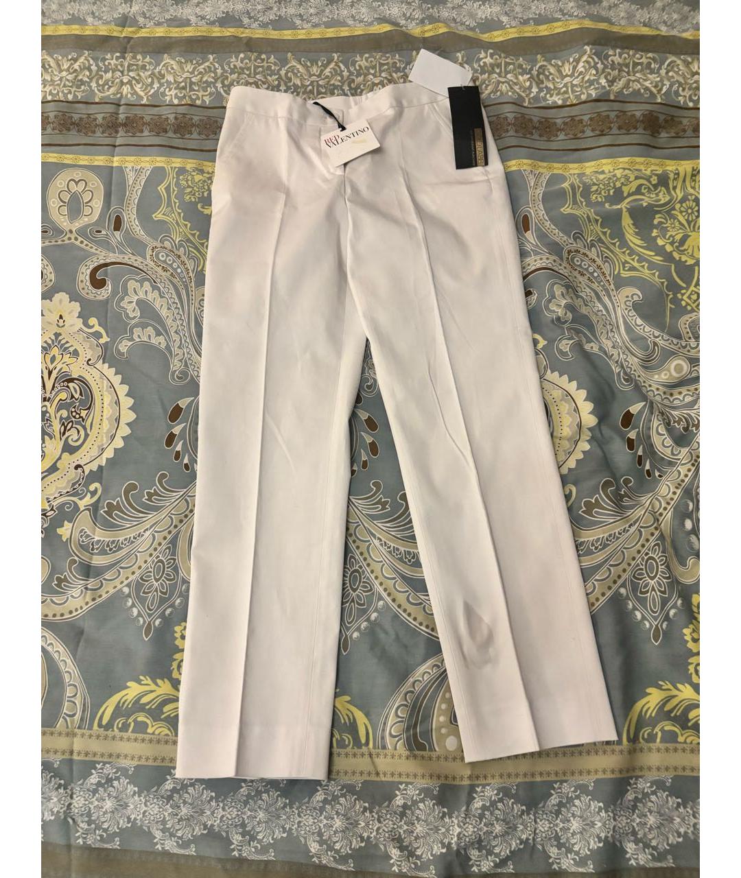 RED VALENTINO Белые хлопковые прямые брюки, фото 4