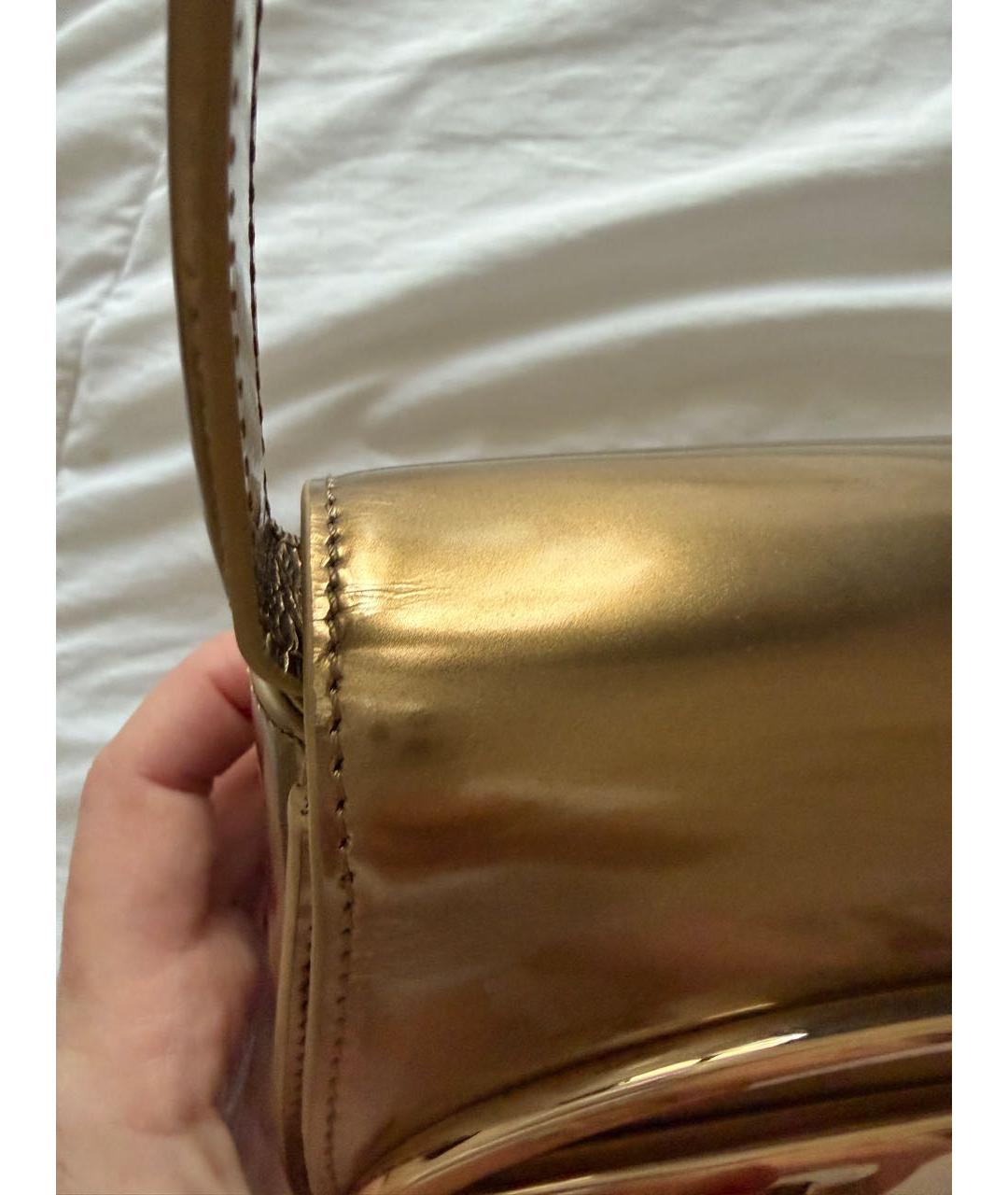 DIESEL Золотая кожаная сумка с короткими ручками, фото 5