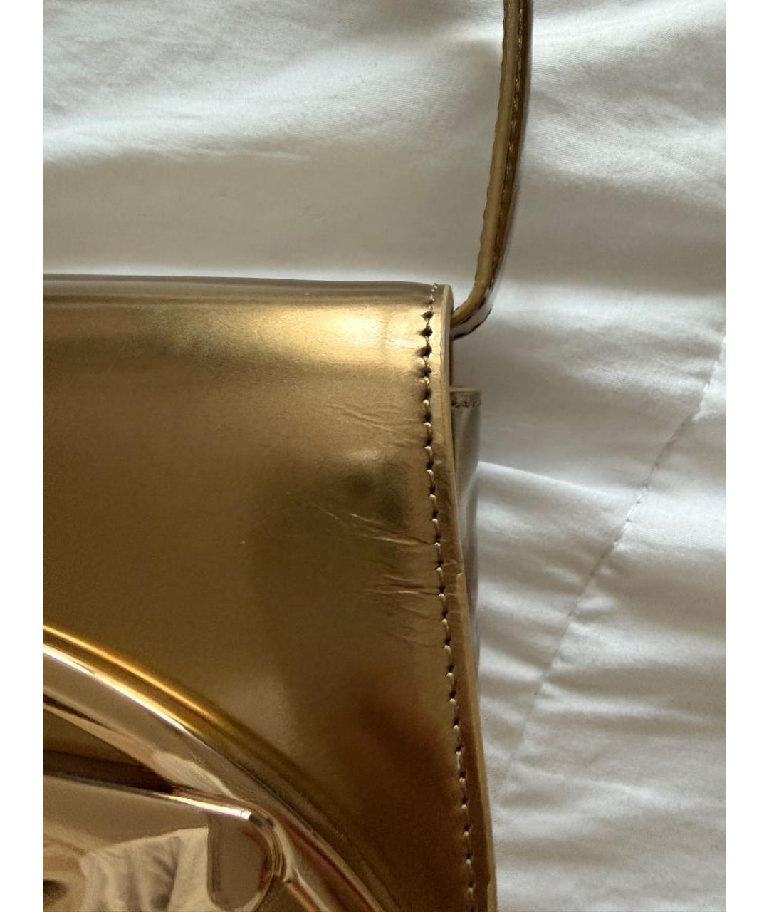 DIESEL Золотая кожаная сумка с короткими ручками, фото 6