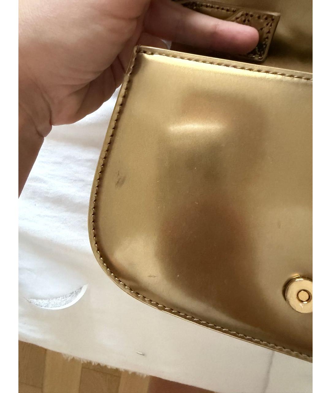 DIESEL Золотая кожаная сумка с короткими ручками, фото 4