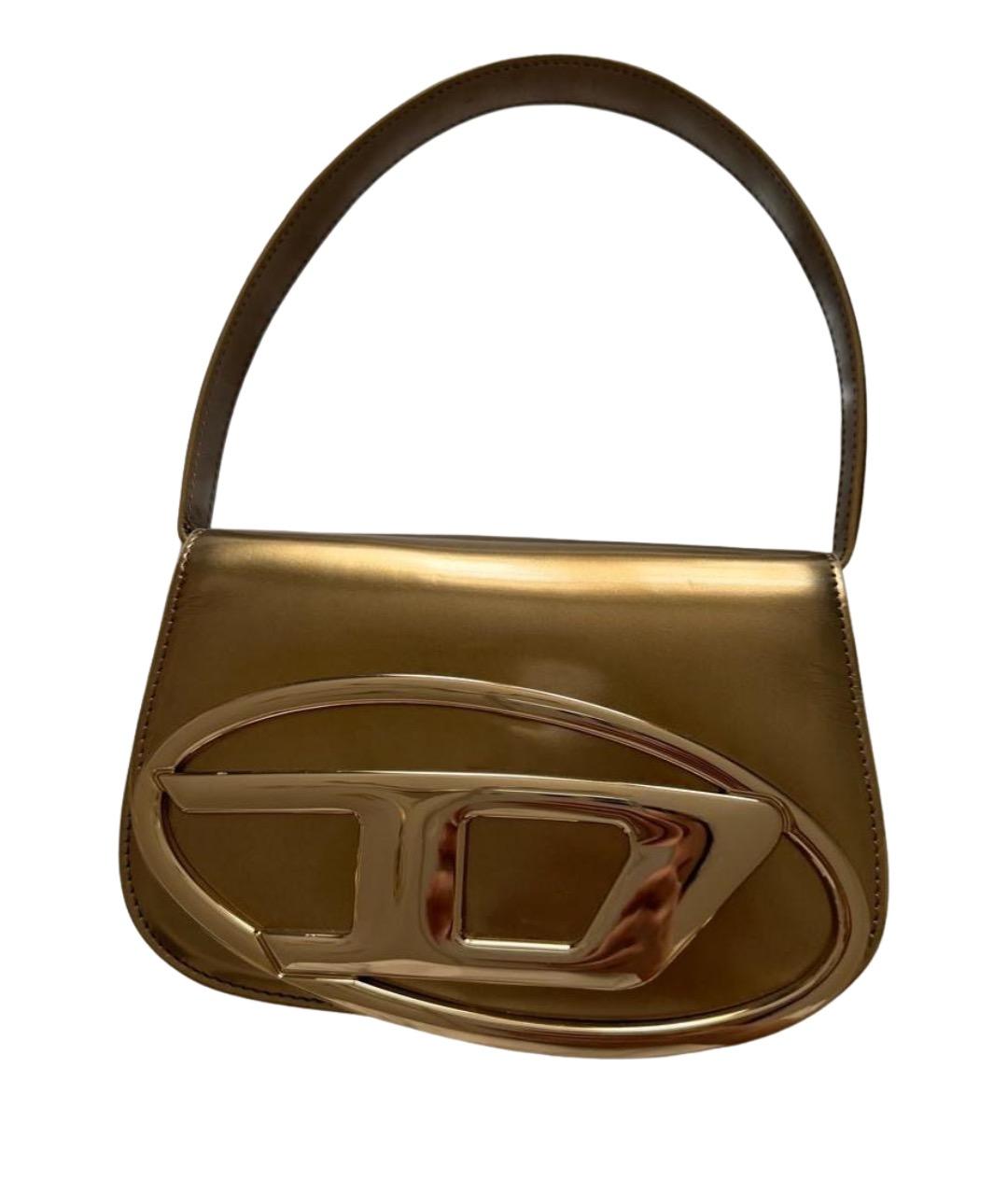 DIESEL Золотая кожаная сумка с короткими ручками, фото 1