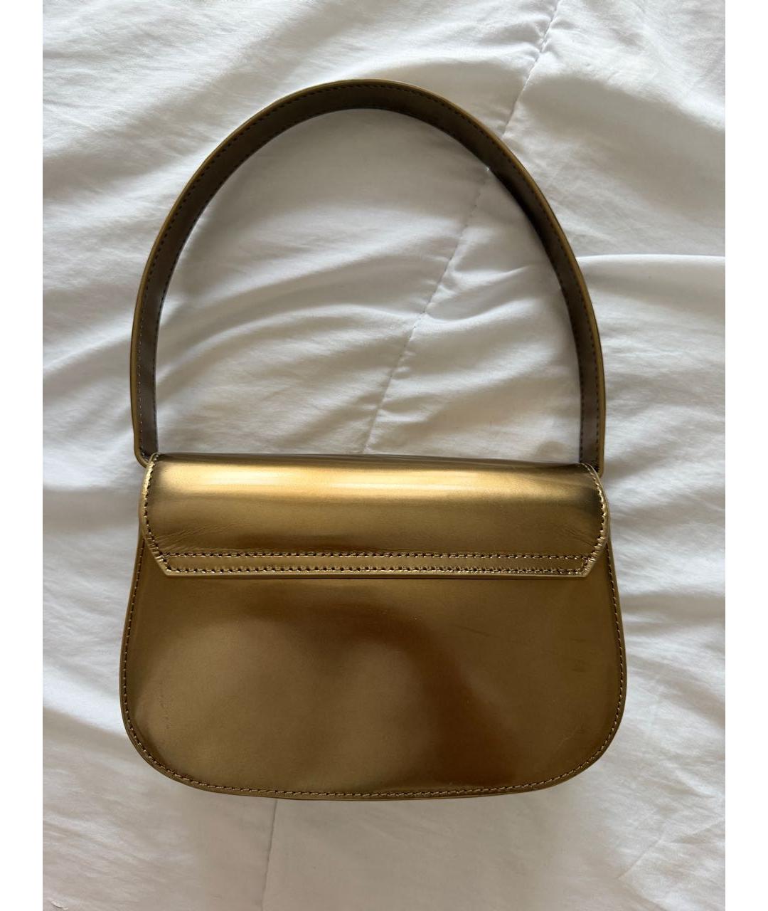 DIESEL Золотая кожаная сумка с короткими ручками, фото 3