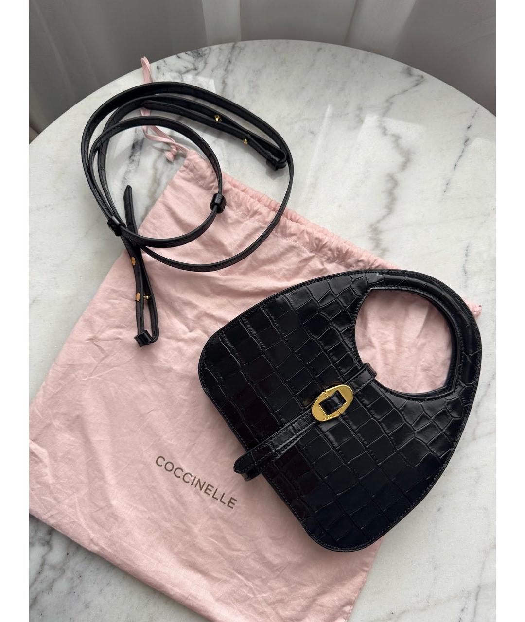 COCCINELLE Черная кожаная сумка с короткими ручками, фото 4