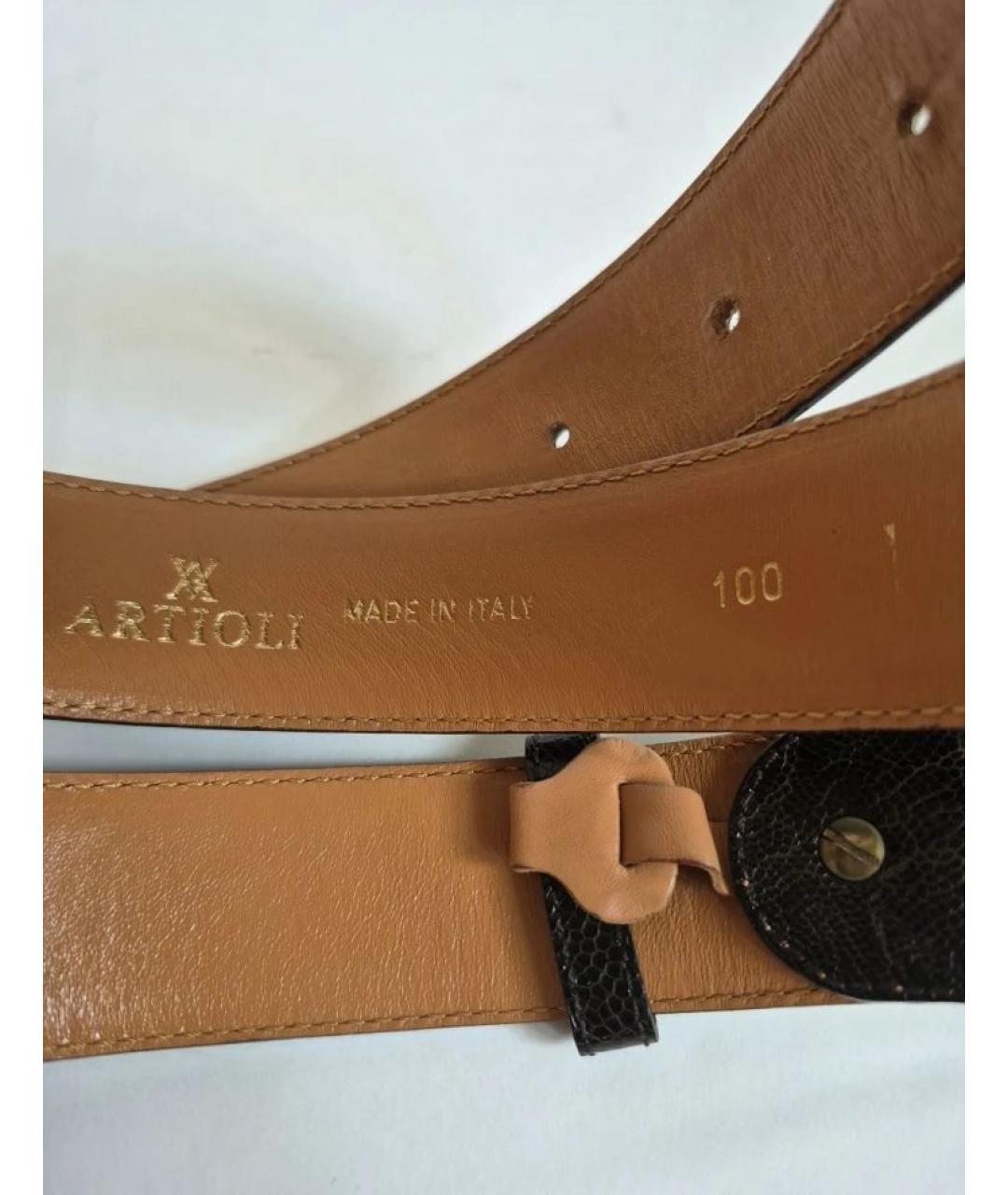 ARTIOLI Черный ремень из экзотической кожи, фото 4