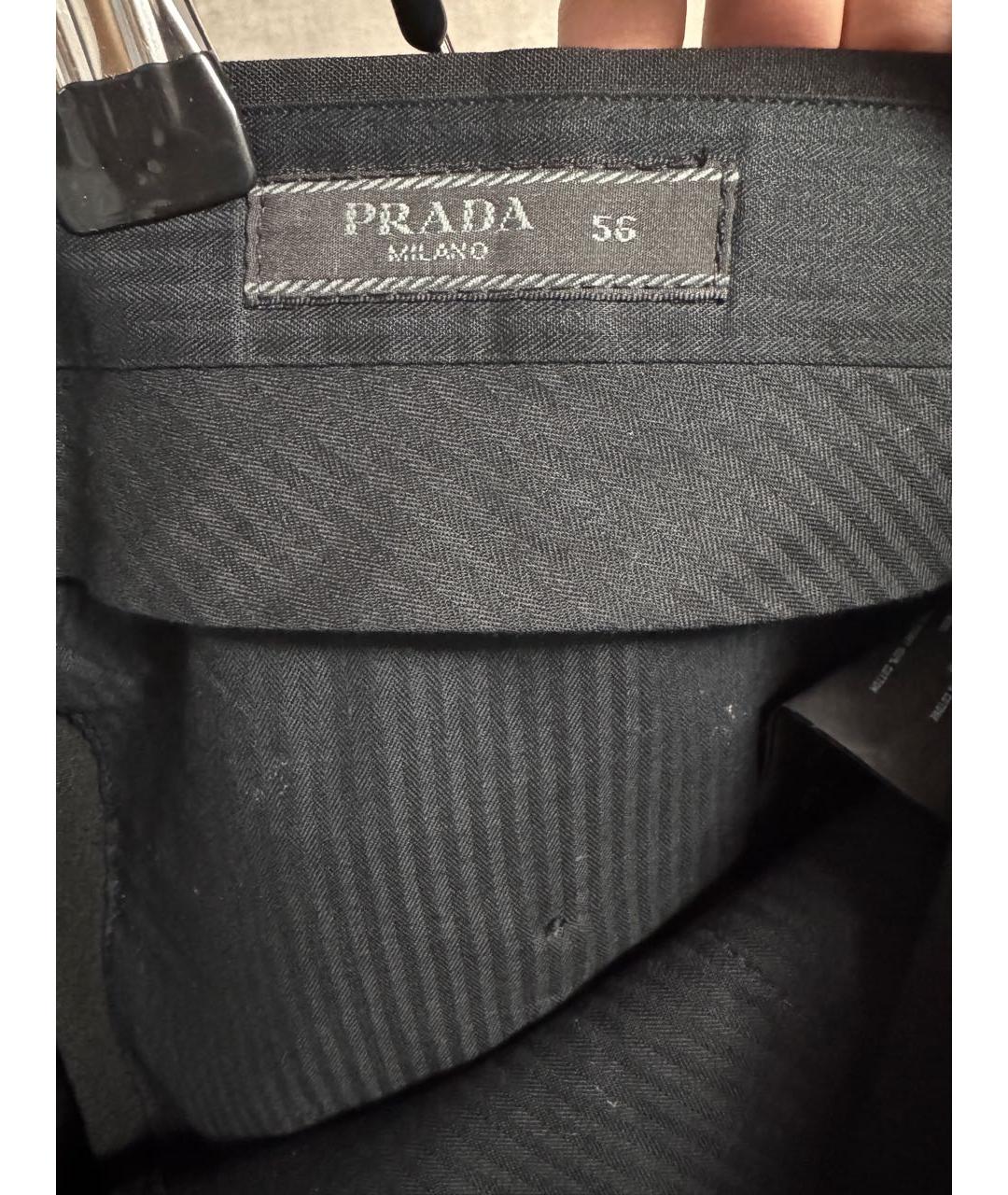 PRADA Черные шерстяные классические брюки, фото 3
