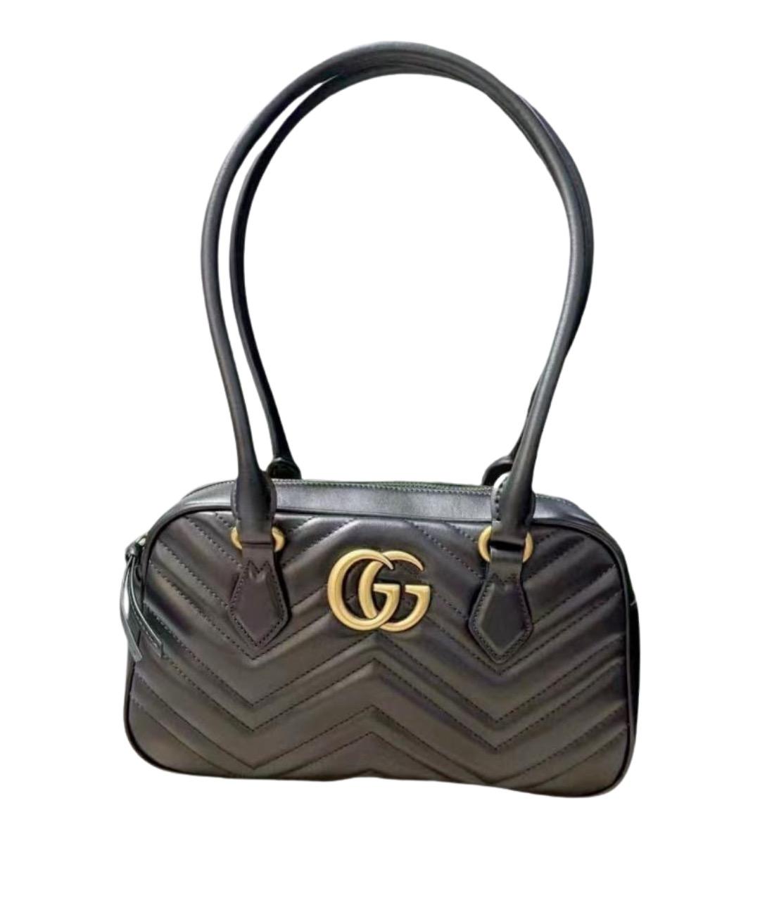 GUCCI Черная кожаная сумка с короткими ручками, фото 1