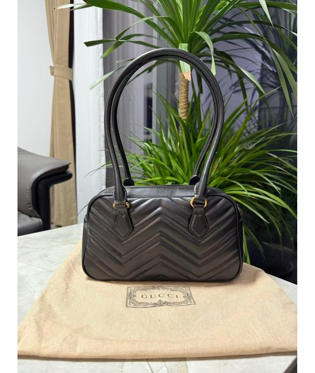 GUCCI Черная кожаная сумка с короткими ручками, фото 3