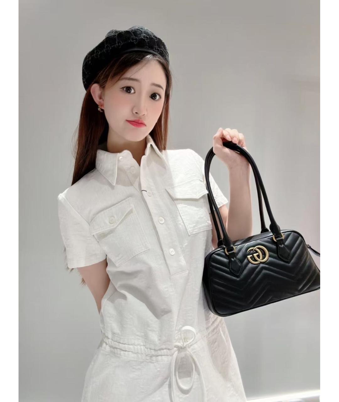 GUCCI Черная кожаная сумка с короткими ручками, фото 7