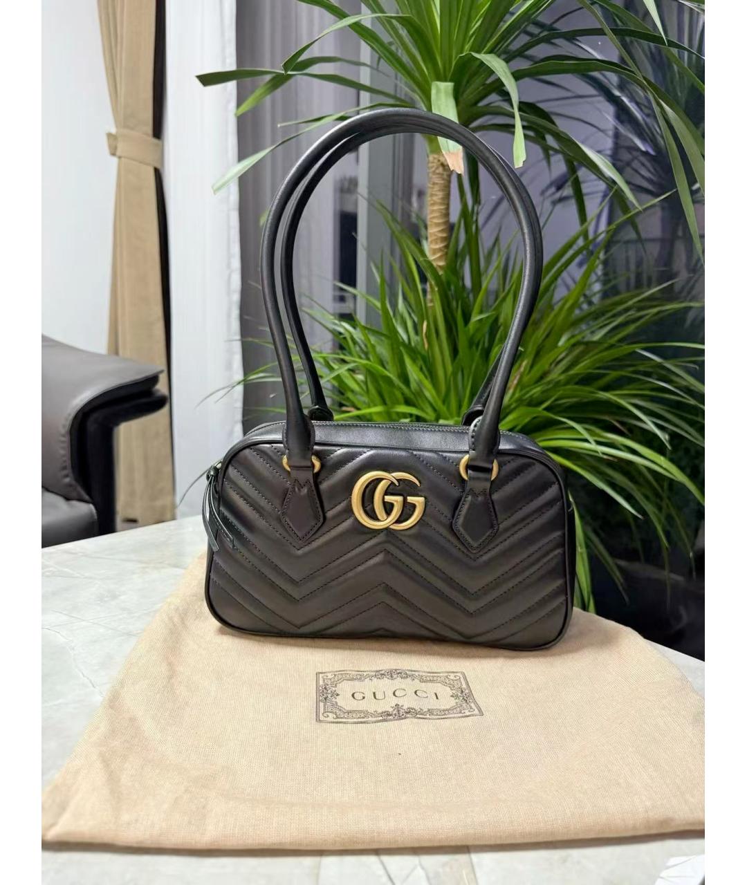 GUCCI Черная кожаная сумка с короткими ручками, фото 2