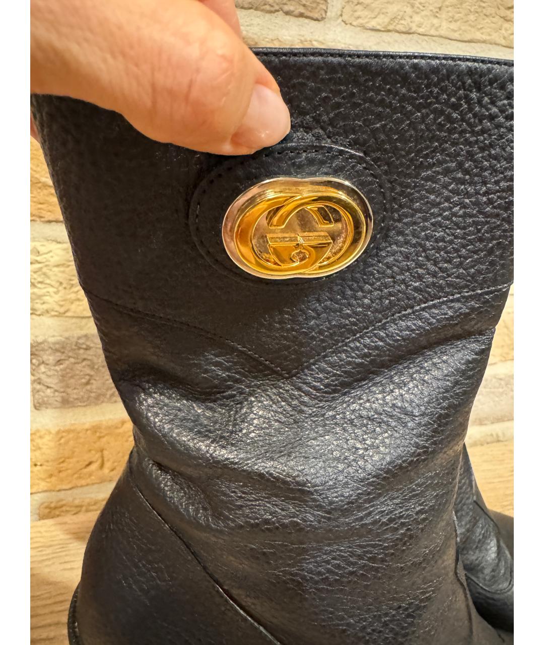 GUCCI Черные кожаные полусапоги, фото 6