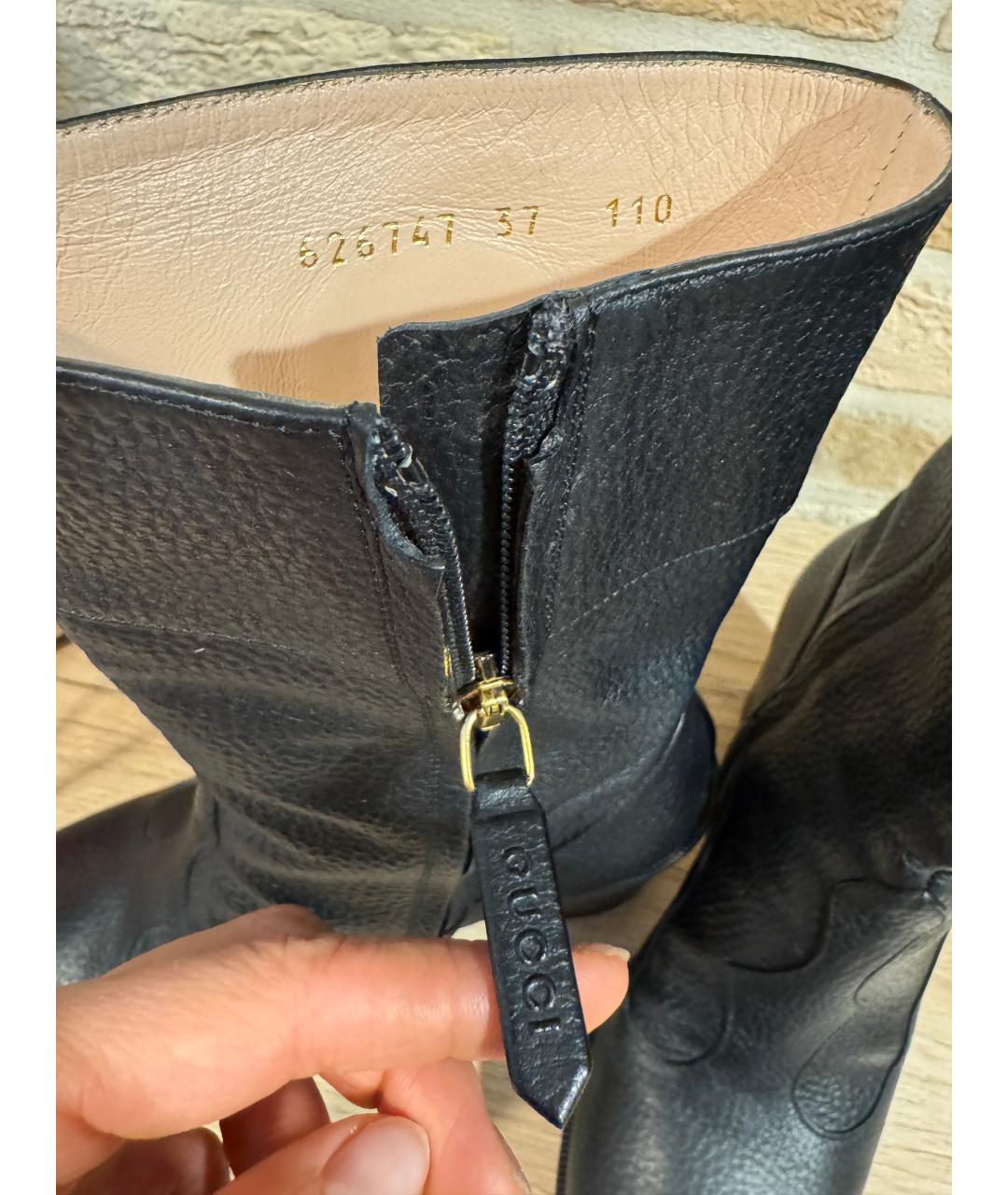 GUCCI Черные кожаные полусапоги, фото 9