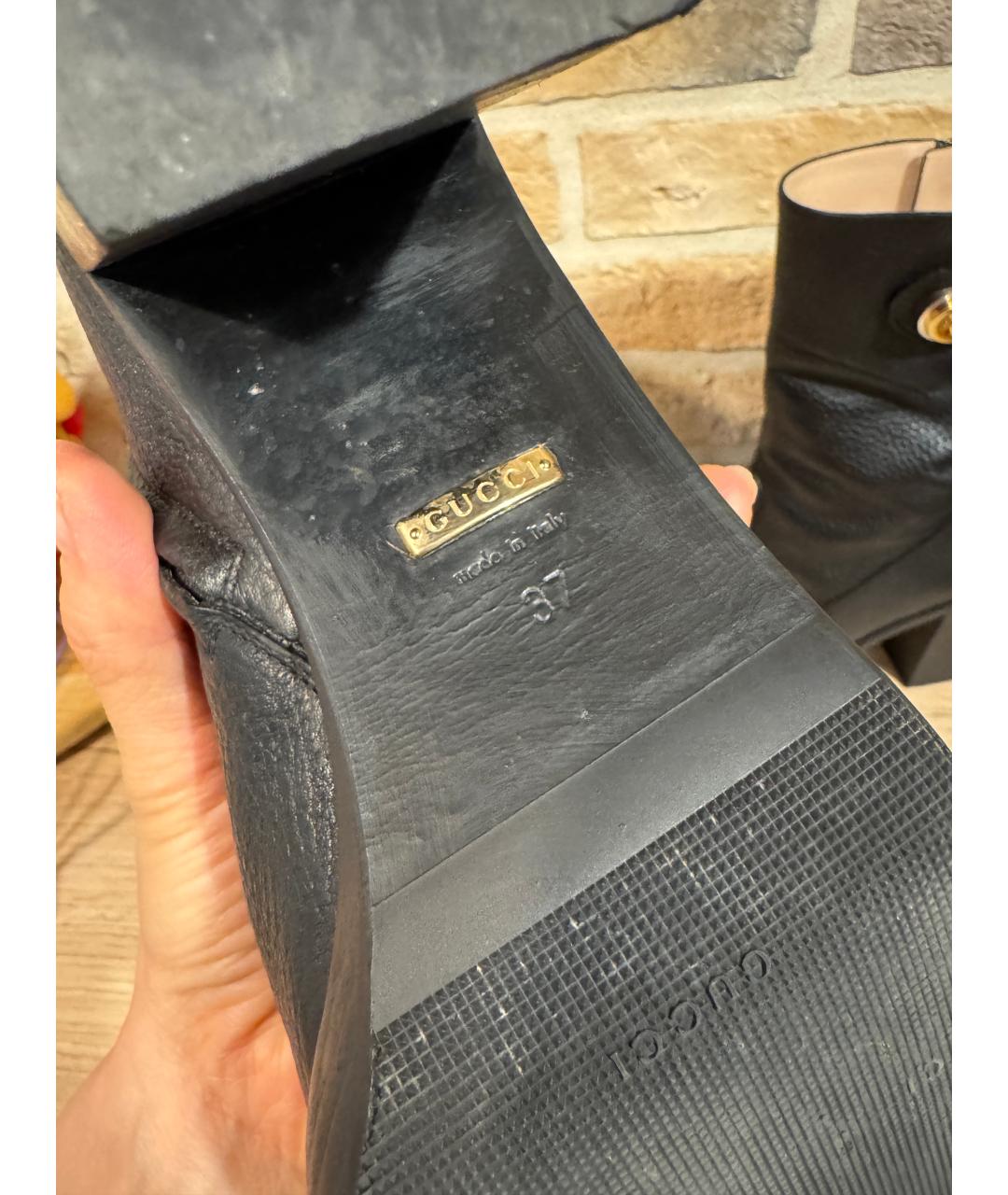 GUCCI Черные кожаные полусапоги, фото 8