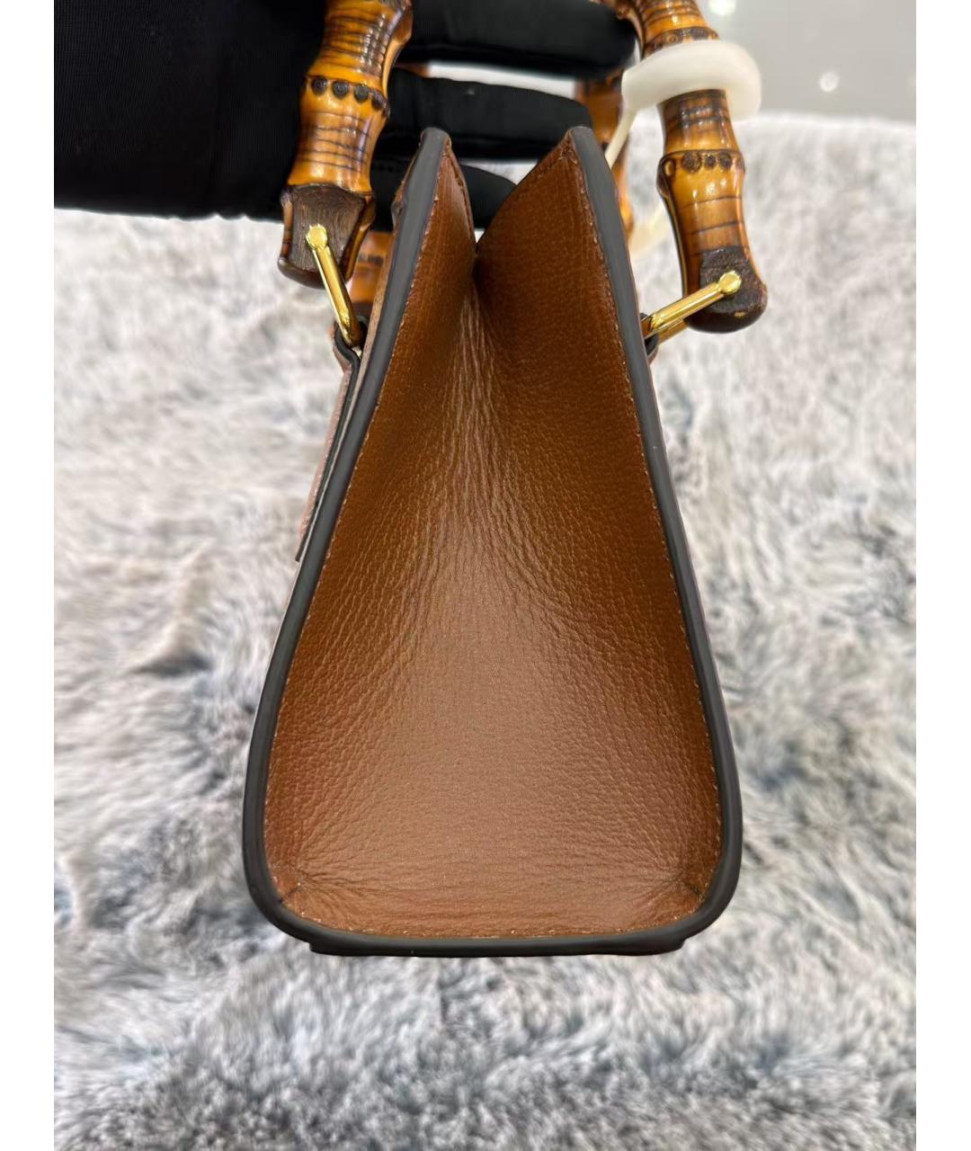 GUCCI Коричневая кожаная сумка через плечо, фото 3