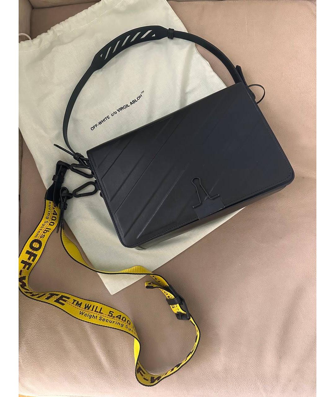 OFF-WHITE Черная кожаная сумка через плечо, фото 9