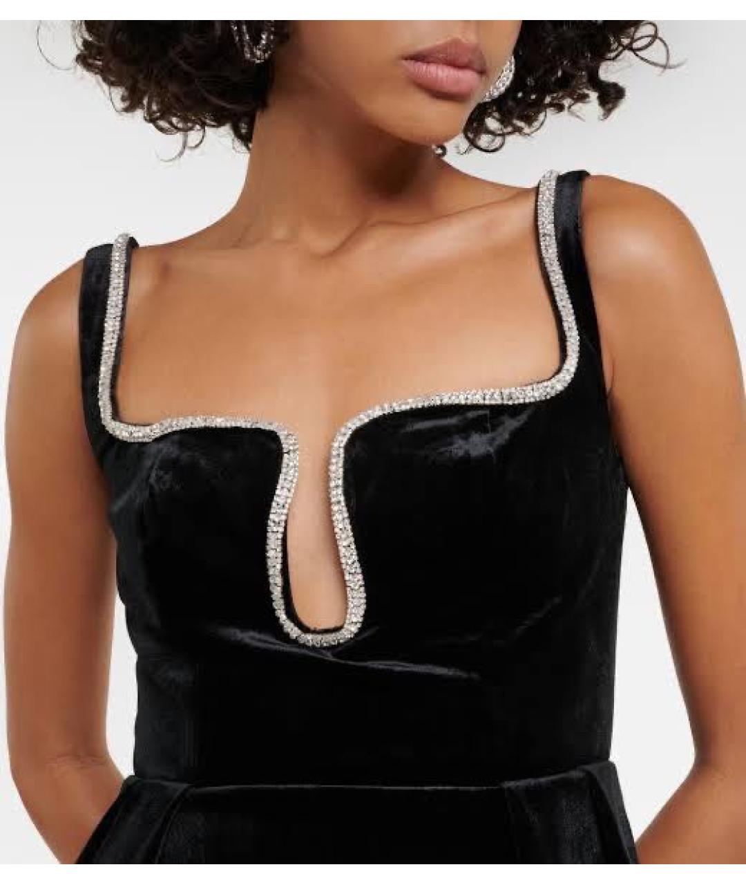 SELF-PORTRAIT Черное велюровое коктейльное платье, фото 2