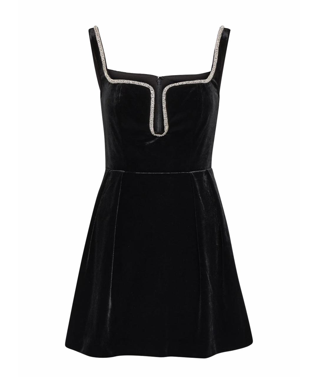 SELF-PORTRAIT Черное велюровое коктейльное платье, фото 1