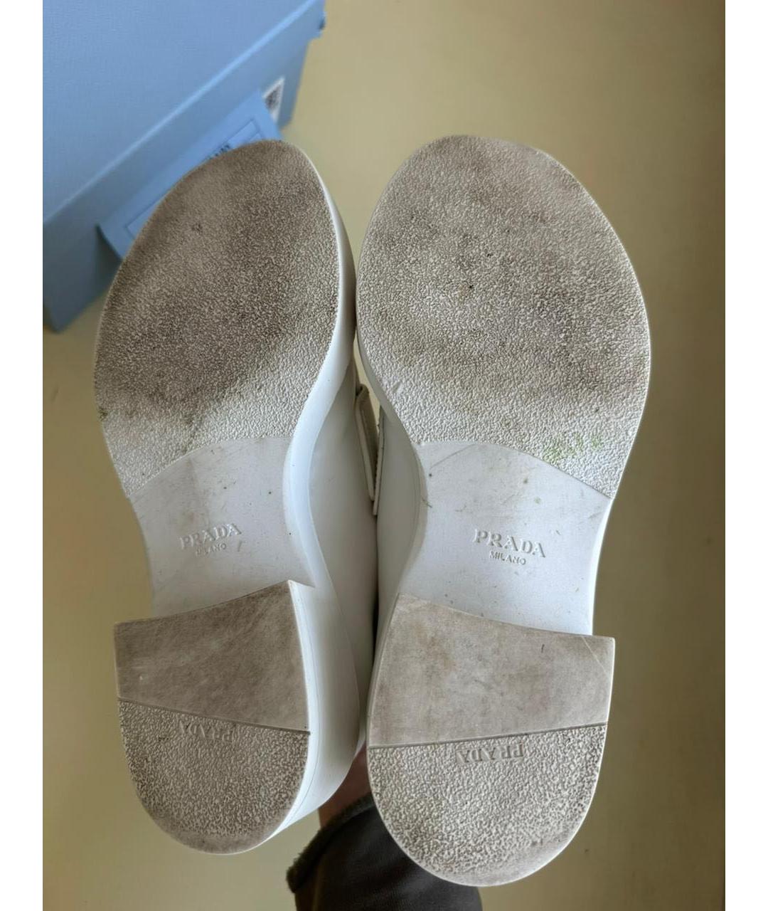 PRADA Белые кожаные лоферы, фото 6